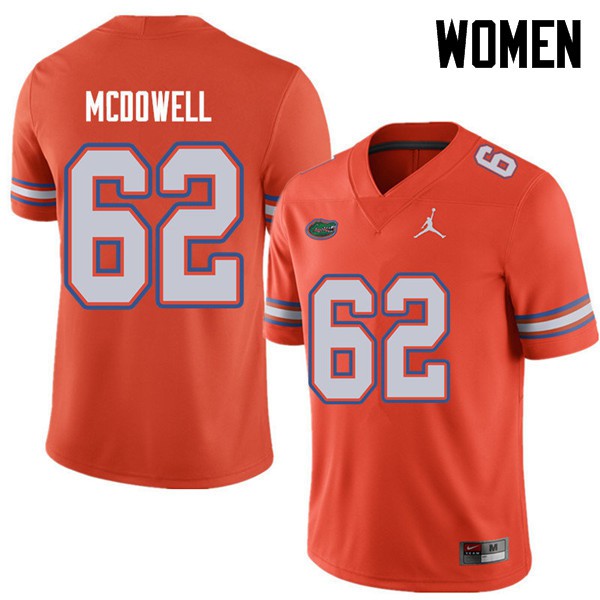 Jordan Brand Women #62 Griffin McDowell Florida Gators College Football Jersey Orange